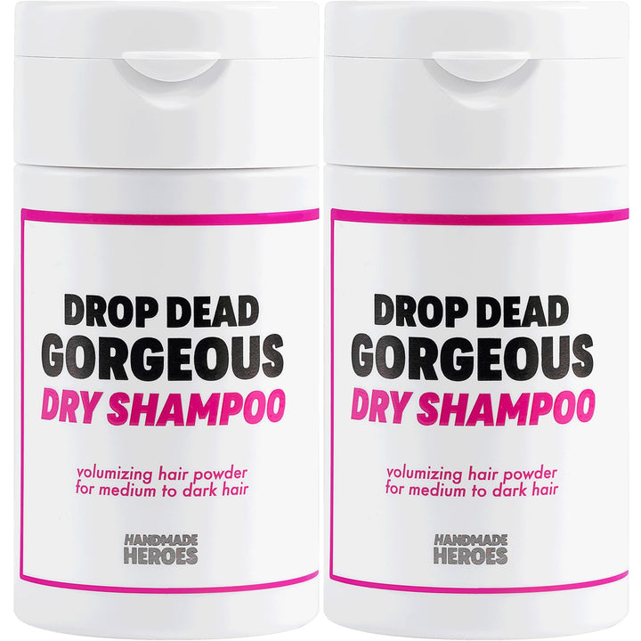 Handmade Heroes front packaging showing natural dry shampoo and benefits