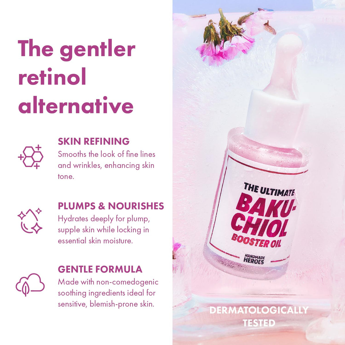 Handmade Heroes oil texture drop demonstrating lightweight hydration and glow