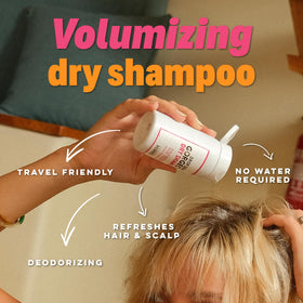 Handmade Heroes applying powder to roots for instant oil absorption and lift