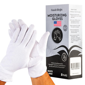 HandsAllright front packaging showing eight pairs and laundry bag for convenience
