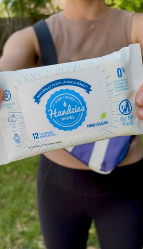Handzies manufacturing label and certifications showing brand and responsible production