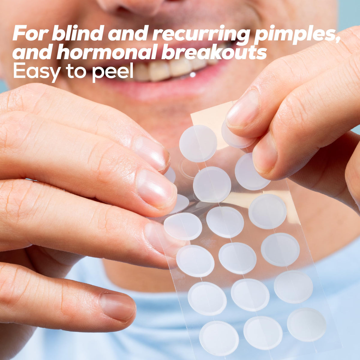 HANHOO patch on fingertip demonstrating easy peel-and-place benefit