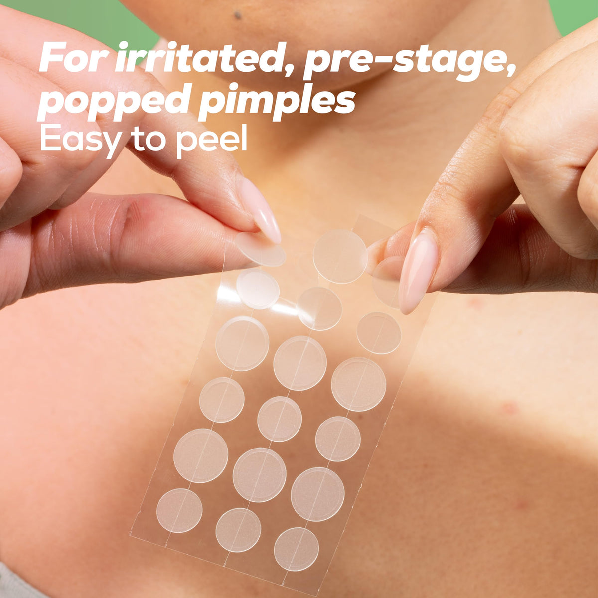 HANHOO facial patch on skin showing discreet spot coverage and protection