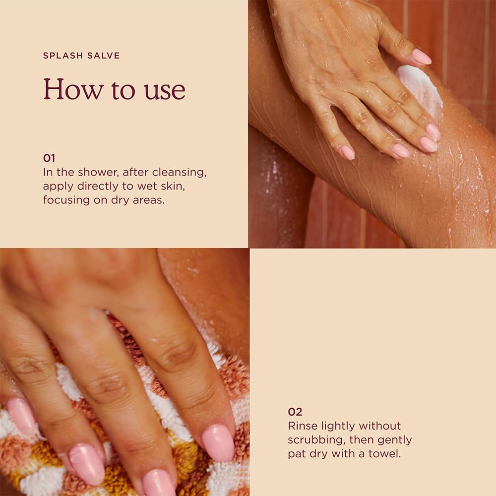 HANNI being applied to wet skin in shower for fast, in-shower hydration