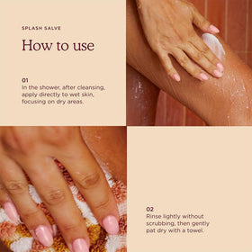 HANNI being applied to wet skin in shower for fast, in-shower hydration