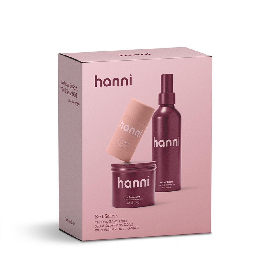 HANNI front packaging of gift set showing trio and gifting appeal