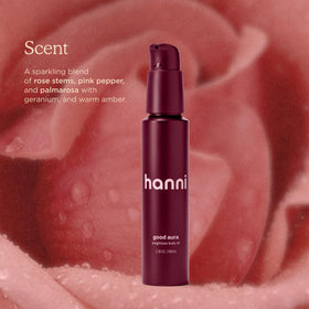 HANNI 100 mL bottle next to common items for size reference