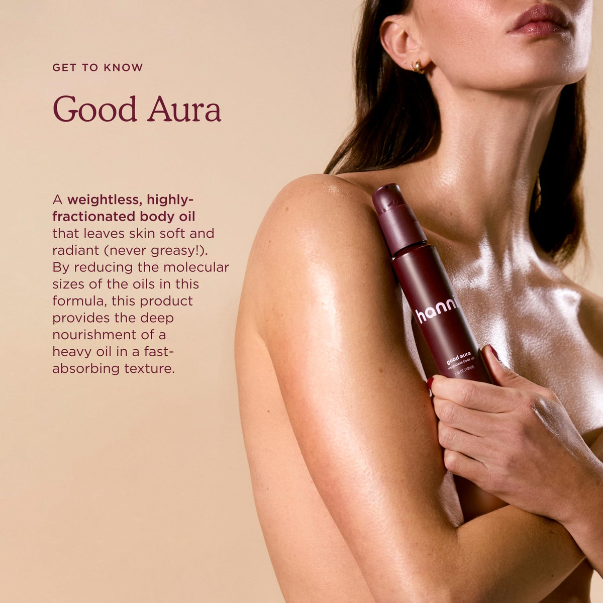 HANNI oil drop texture on skin highlighting fast absorption