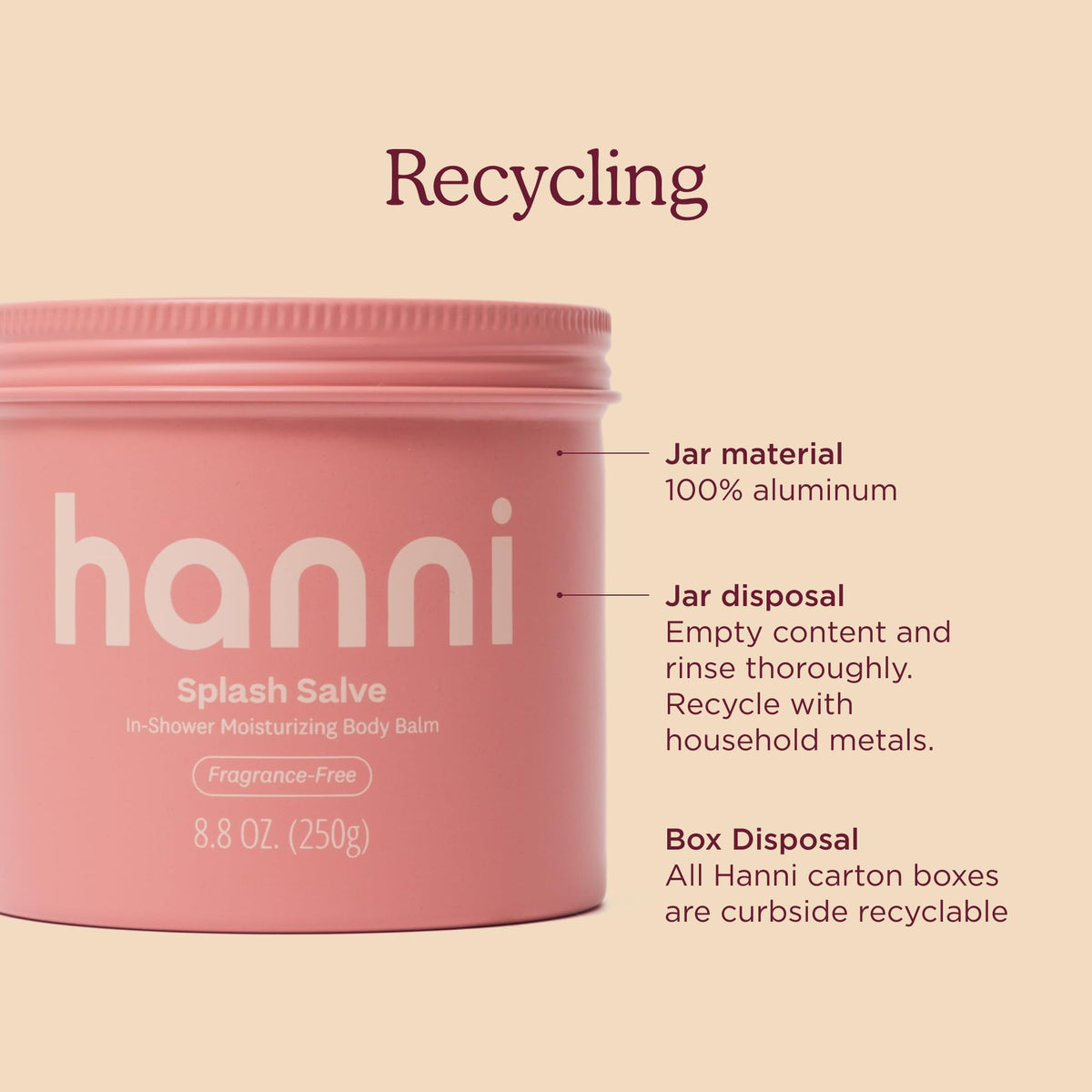 HANNI label close-up showing fragrance-free and eczema association trust