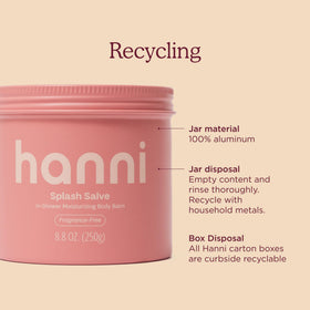HANNI label close-up showing fragrance-free and eczema association trust
