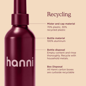 HANNI open cap and nozzle focus showing precise mist delivery and ease of use
