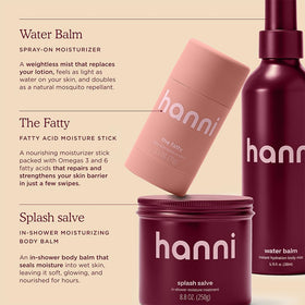 HANNI Splash Salve used in shower to lock moisture instantly
