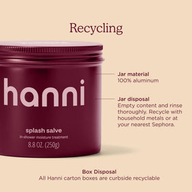 HANNI jar next to hand for scale showing 250 mL size and travel convenience