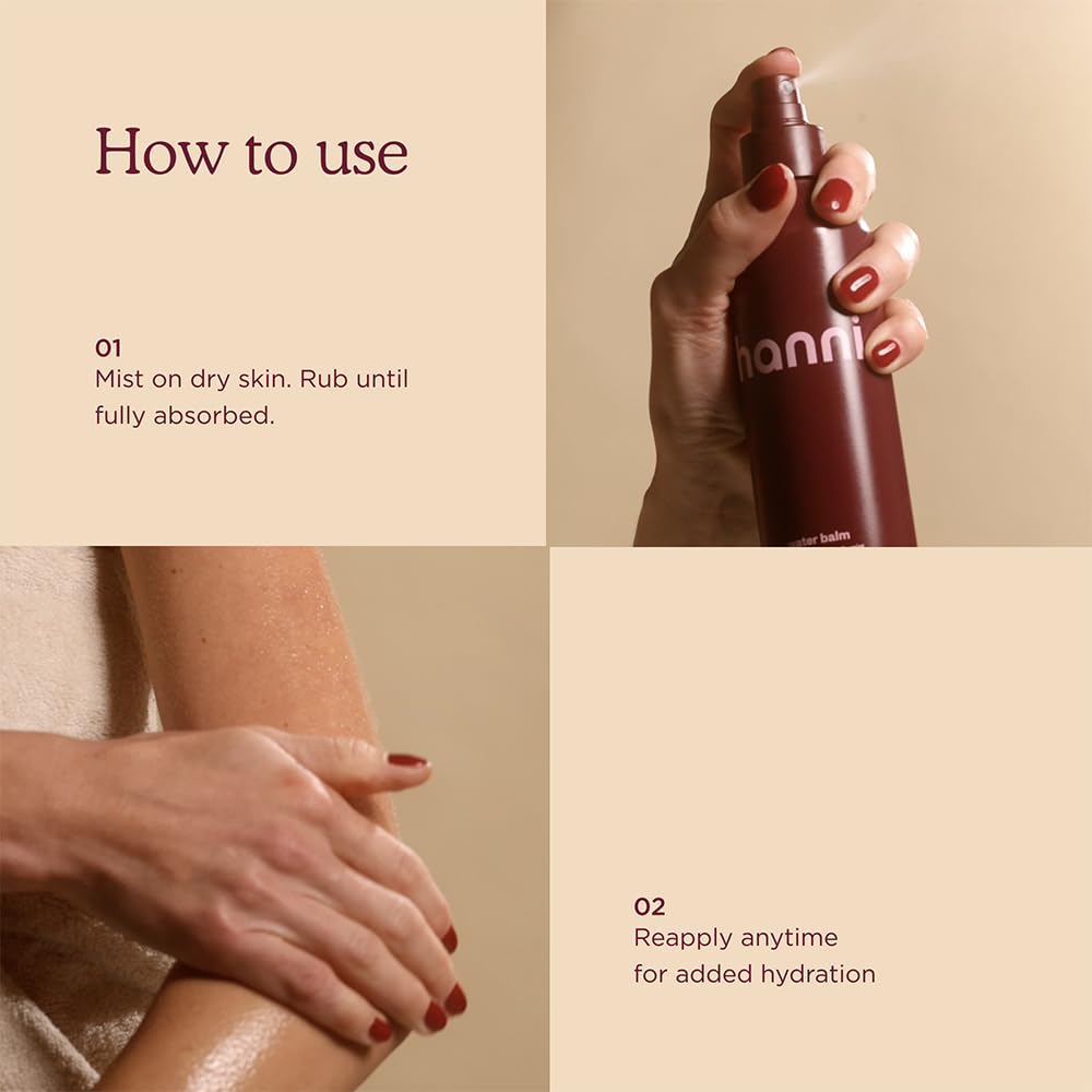 HANNI texture droplet on skin showing lightweight, non-greasy hydration