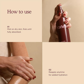 HANNI texture droplet on skin showing lightweight, non-greasy hydration