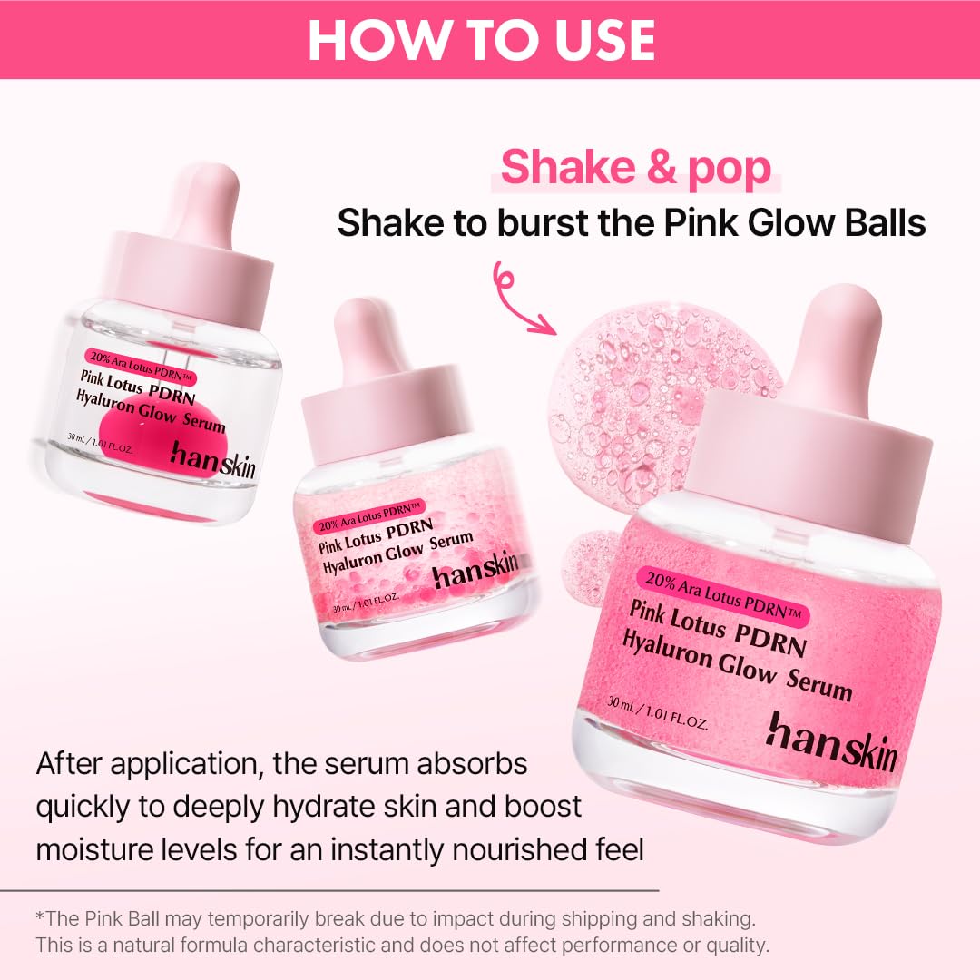 Hanskin applying serum to cheek demonstrating smoothing benefit