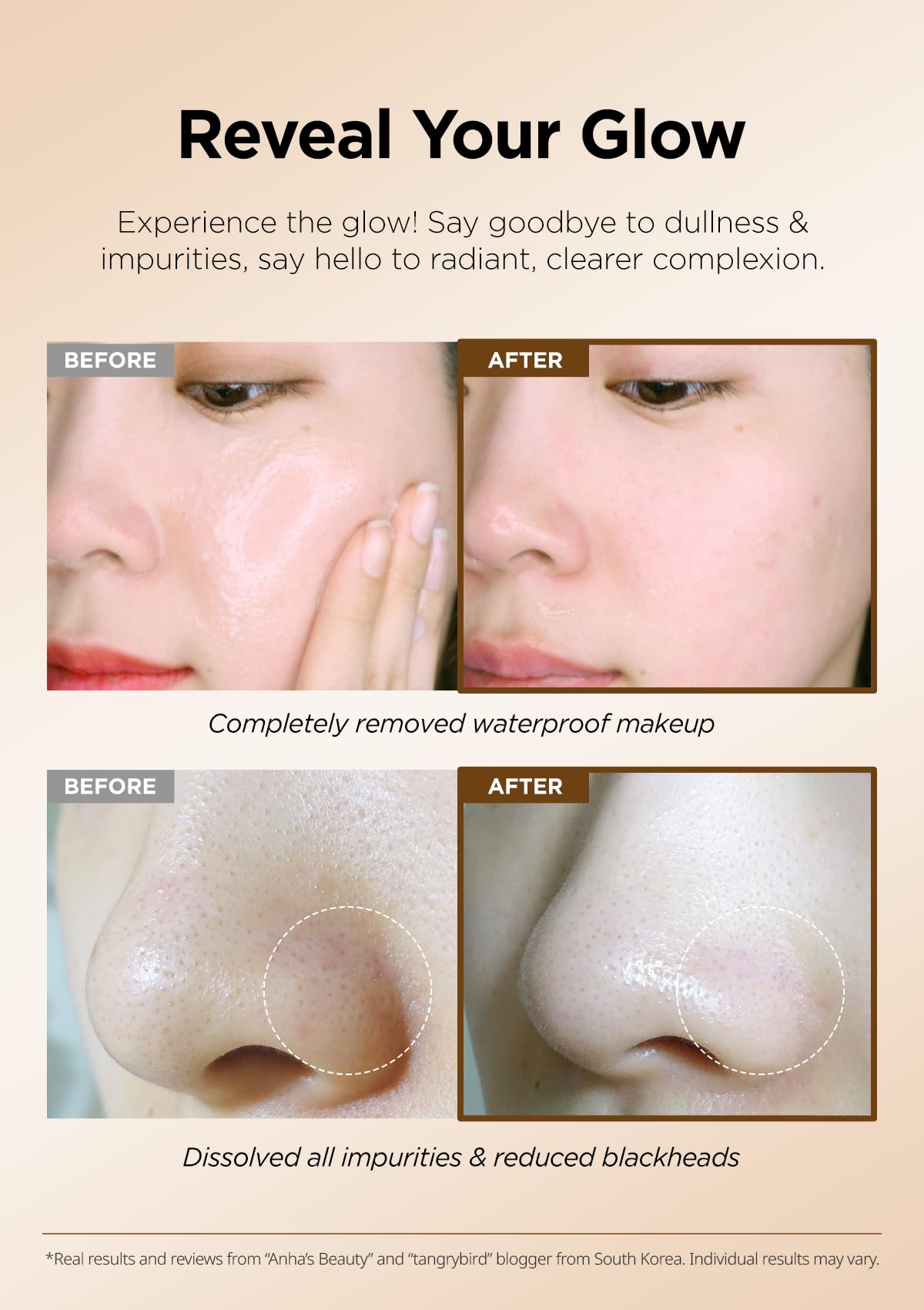 Hanskin balm melting on fingers demonstrating quick oil conversion for easy makeup removal