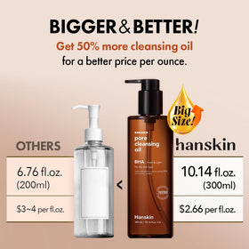 Hanskin bottle in hand for scale showing generous XL volume benefit