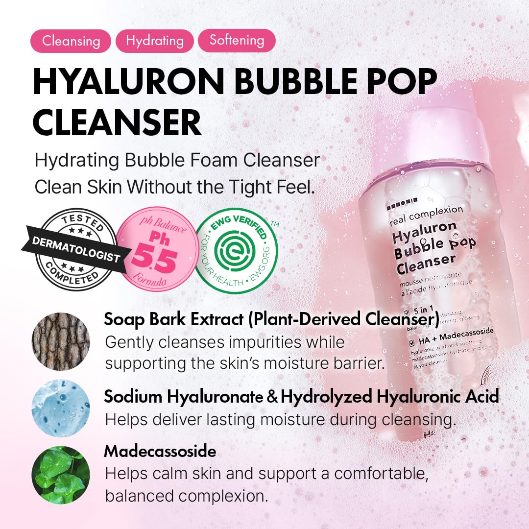 hanskin hyaluron foam texture close-up highlighting soft lather benefit