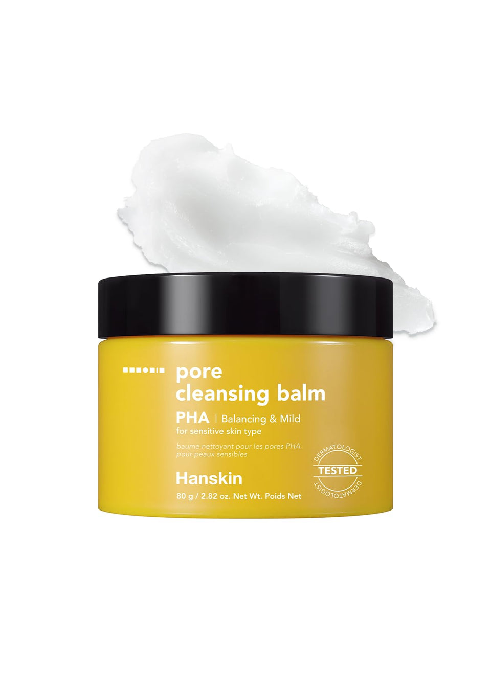Hanskin front packaging showing compact balm, highlights travel-friendly convenience