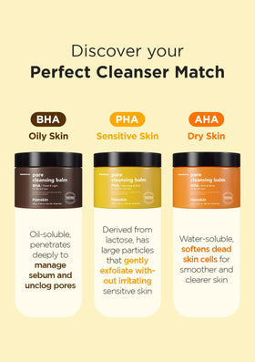 Hanskin open jar with visible ingredient label highlighting PHA and nourishing oils