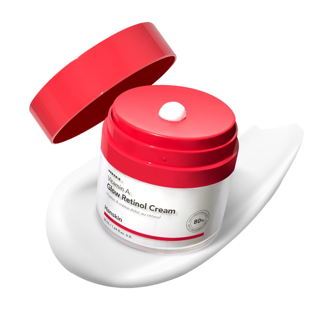 Hanskin jar front view showing retinol cream and smooth finish benefit