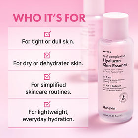 Hanskin size comparison beside everyday items showing 5.07 fl oz travel-friendly volume