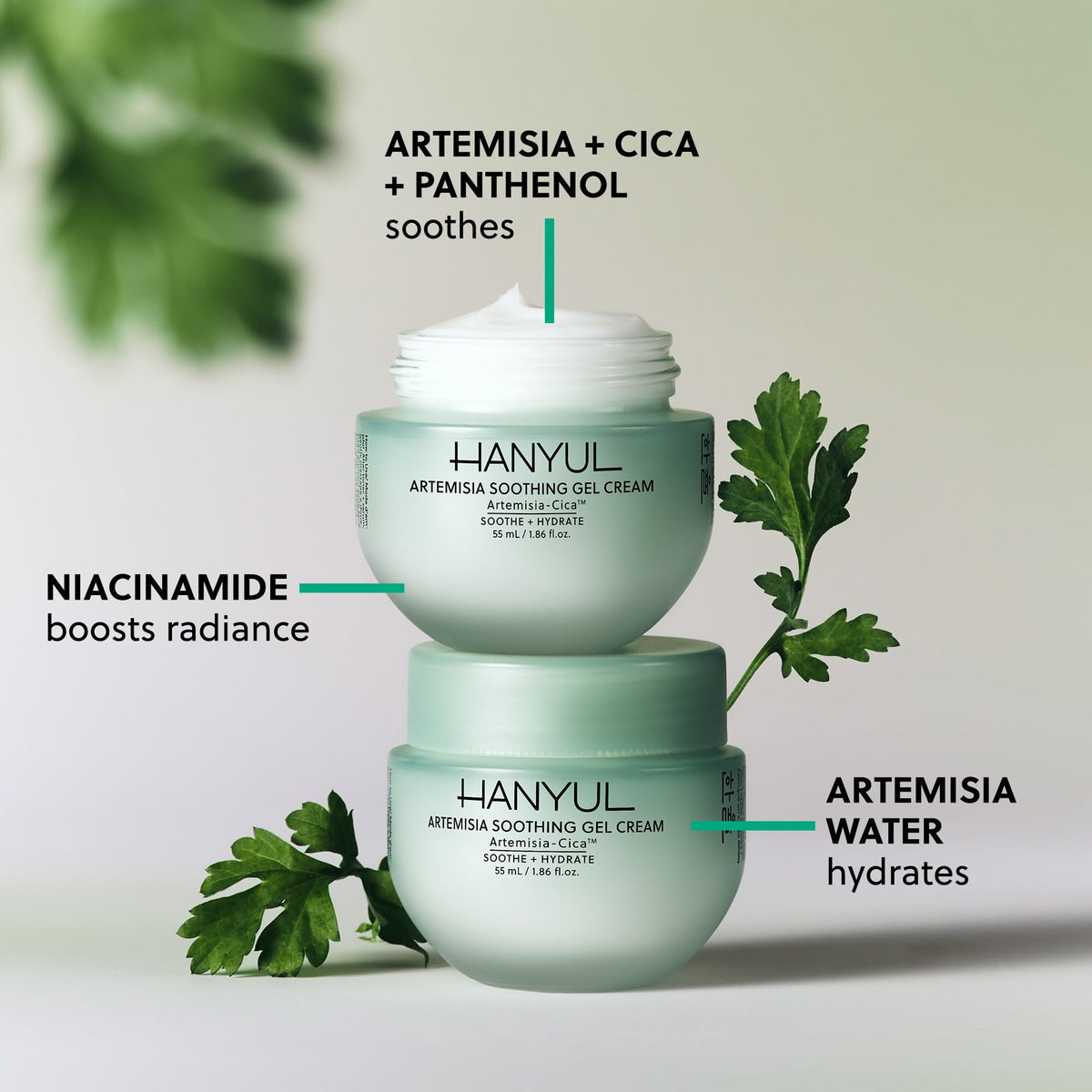 Hanyul gel cream texture close-up highlighting lightweight, cooling hydration