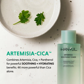 Hanyul toner on cotton pad for gentle toning and refined skin surface