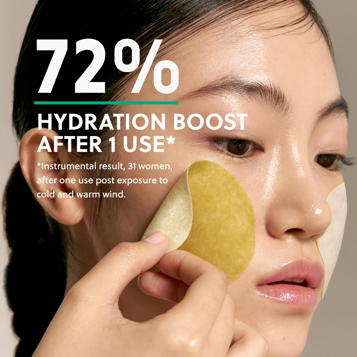 Hanyul pad placed on face as mini mask for quick soothing
