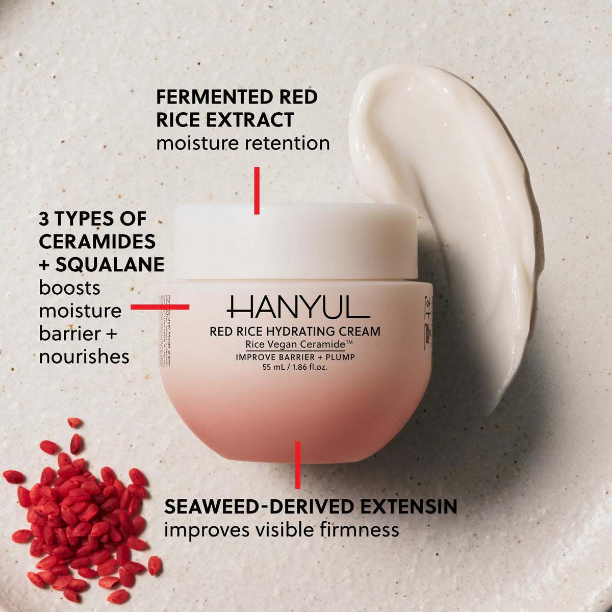 Hanyul cream texture close-up demonstrating smooth absorbency