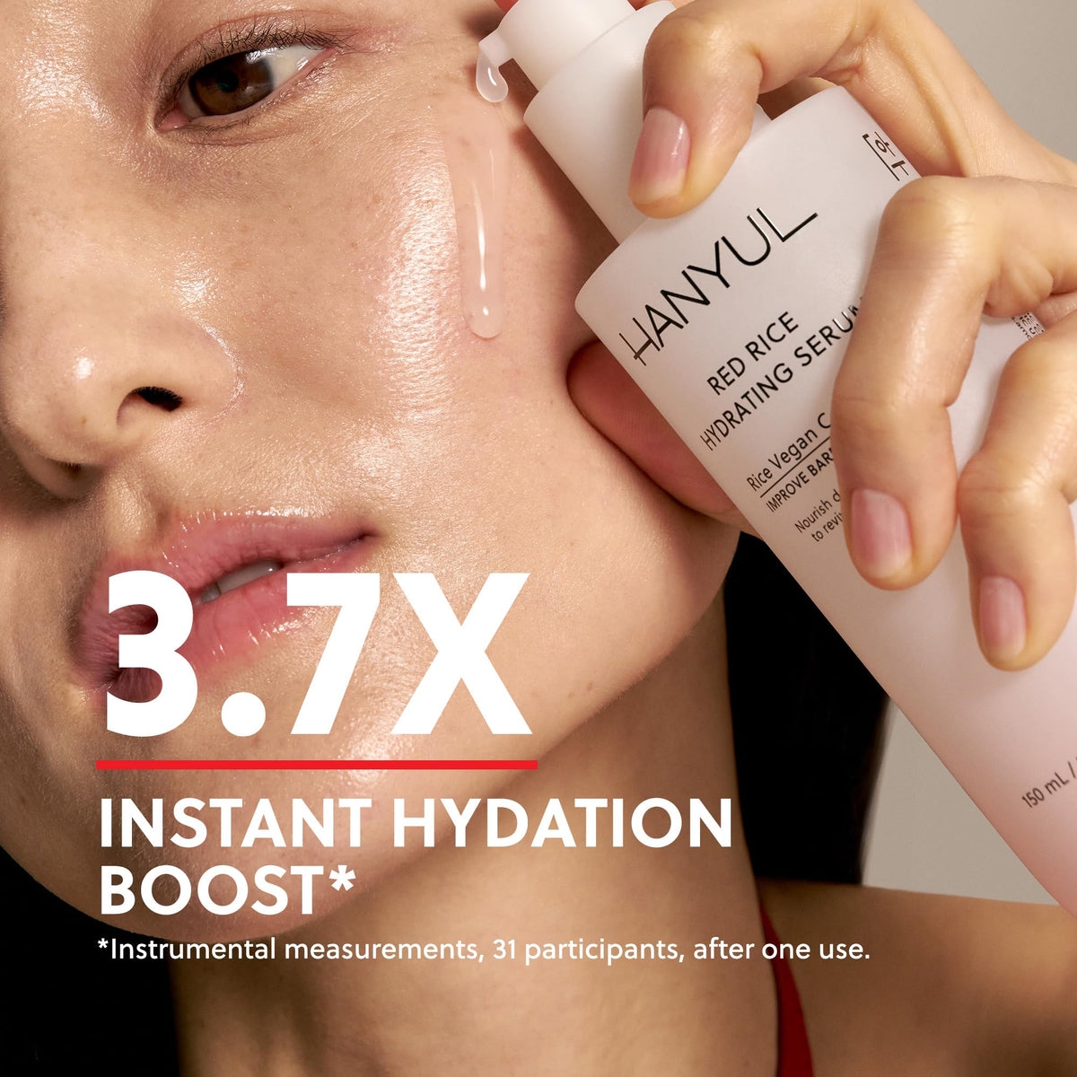 Hanyul creamy-serum texture close-up showing lightweight, non-greasy finish
