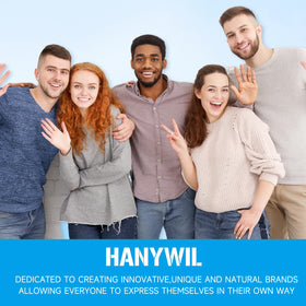 HANYWIL ingredients flatlay with Vitamin C and Niacinamide, emphasizes brightening benefit