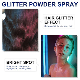 HANYWIL spray being applied to hair showing fast-dry finish and instant highlight benefit