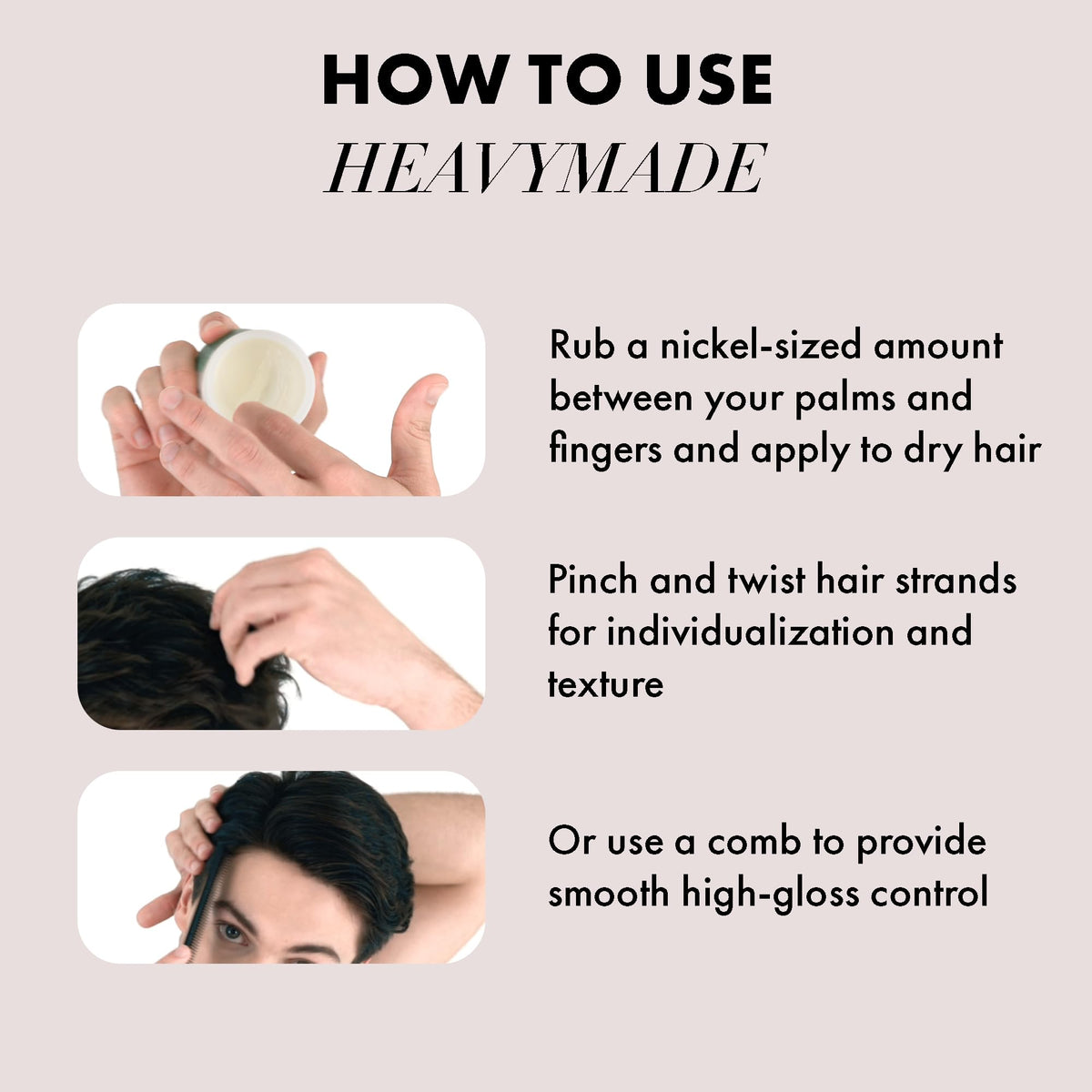 Hanz de Fuko combing hair to show high-shine, smooth control result