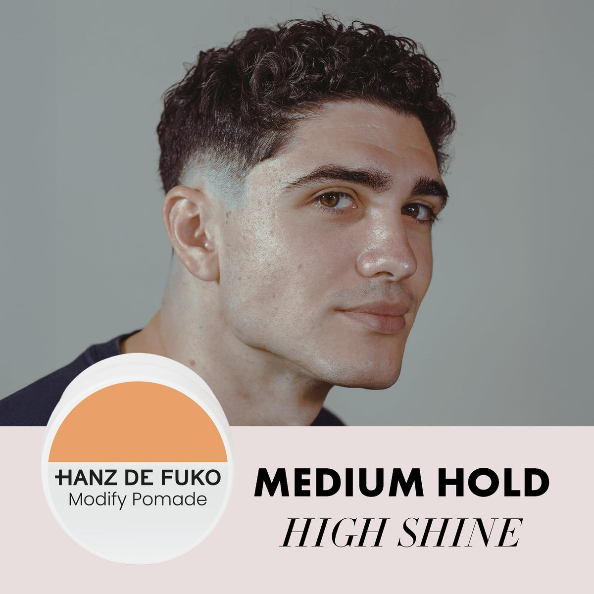 Hanz de Fuko Modify Pomade glossy swirl on palm demonstrating smooth shine