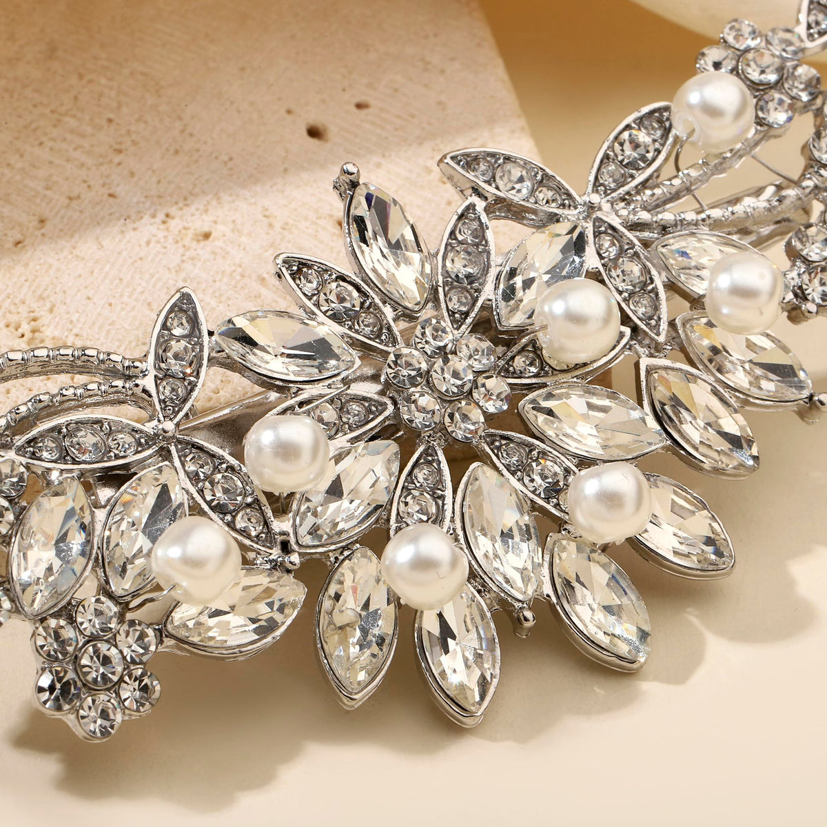 Hapibuy close-up of crystals and pearls highlighting fine detail and photogenic shine