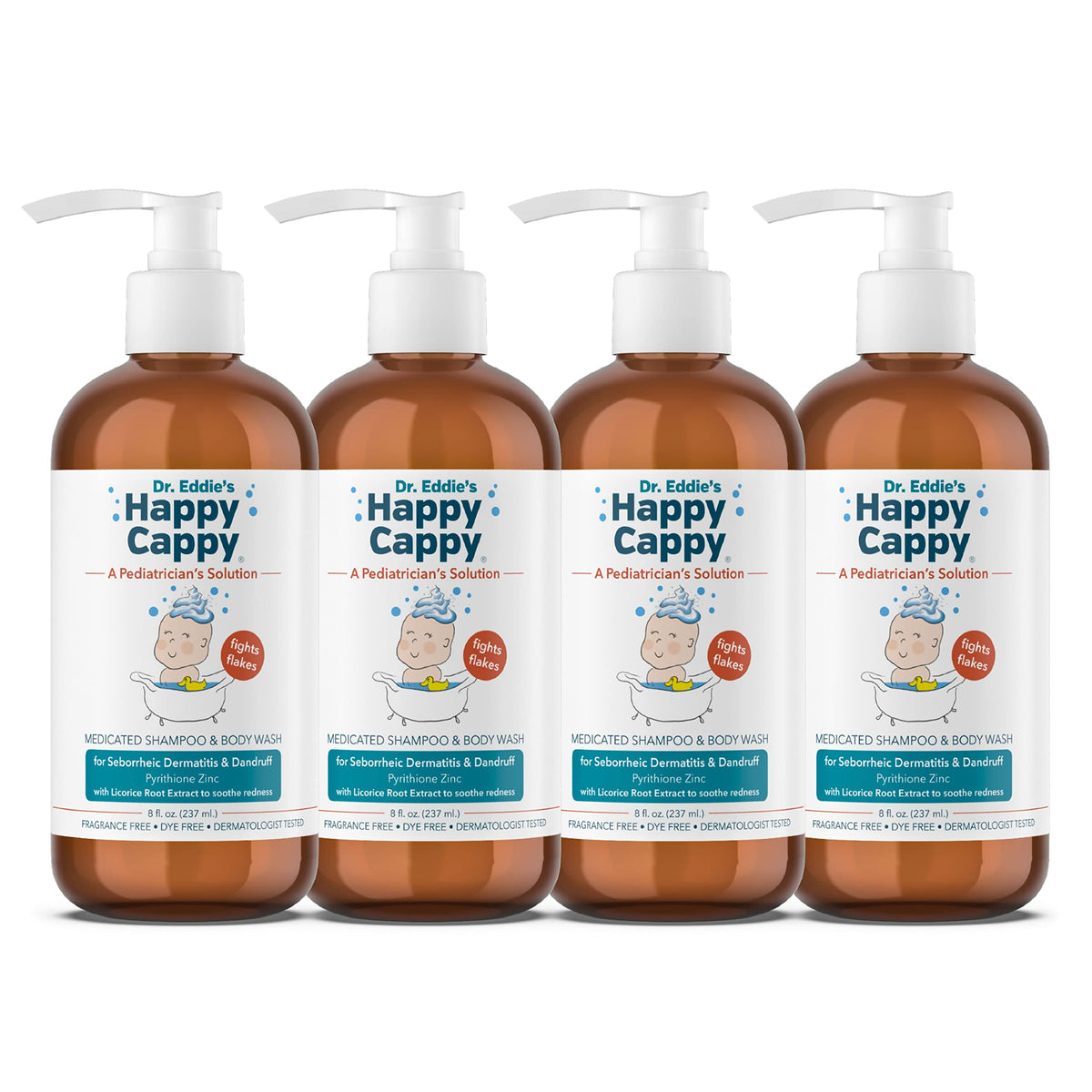 Happy Cappy front bottle showing label and pack details, clear benefit