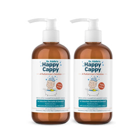Happy Cappy front packaging showing bottle and labels, clear product information benefit