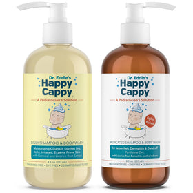 Happy Cappy front packaging showing two bottles and calming design for parents