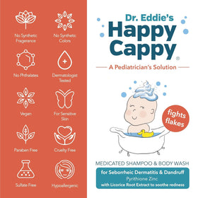 Happy Cappy being applied to baby in bath, calming wash that helps reduce redness