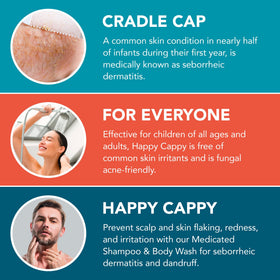 Happy Cappy shampoo lather texture demonstrating mild foam and easy rinse benefit