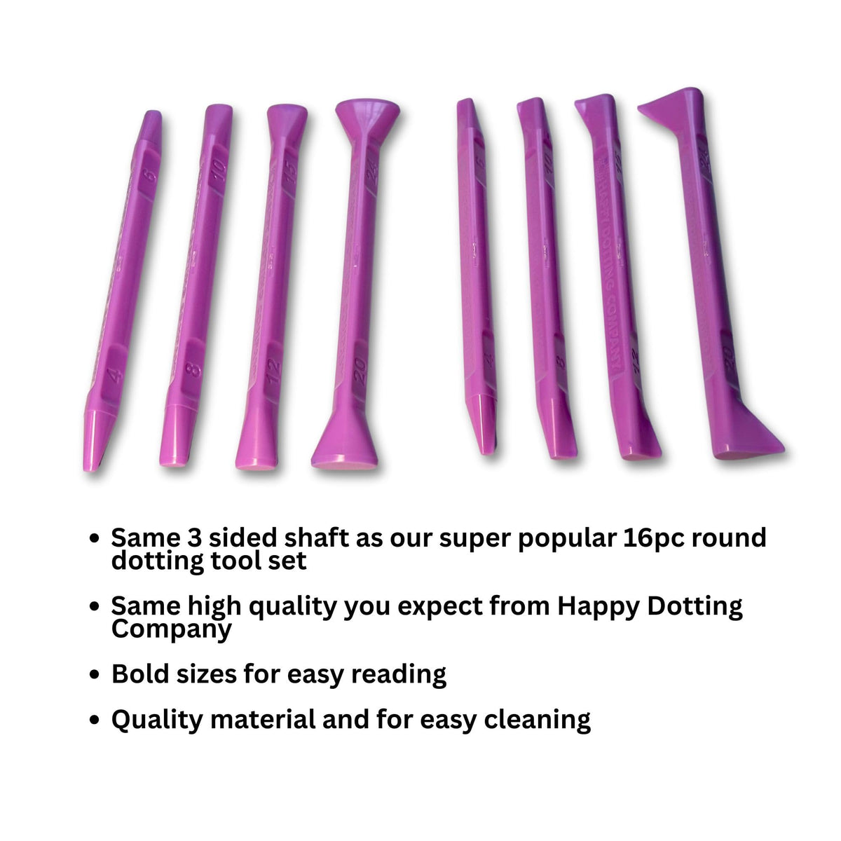 Happy Dotting Company engraved size numbers for precise tip selection