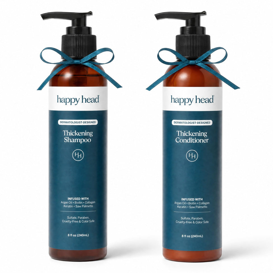 Happy Head front packaging showing full daily hair care set benefit