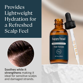 Happy Head label detail showing ingredient list, transparency and ingredient clarity benefit