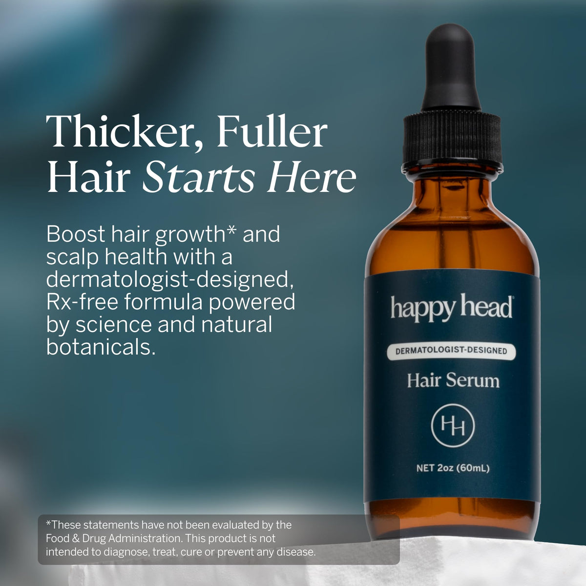 Happy Head serum being applied to scalp parting, designed for direct scalp benefit