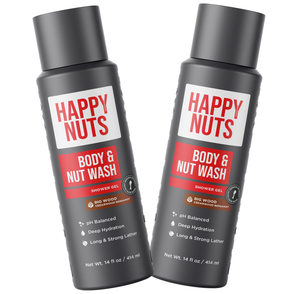 HAPPY NUTS front packaging showing bold Big Wood label and benefit
