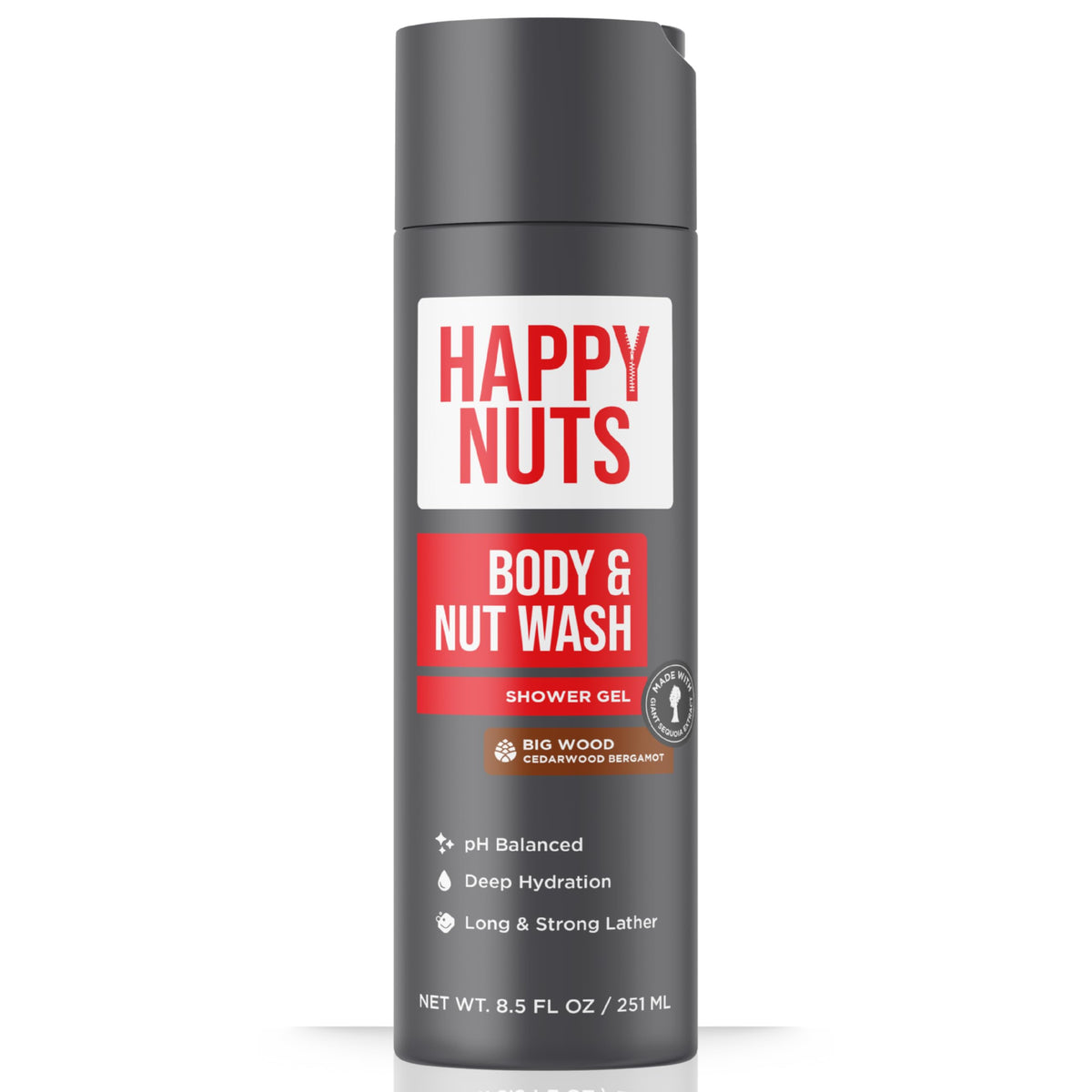 HAPPY NUTS front packaging showing bottle and clear branding for easy identification