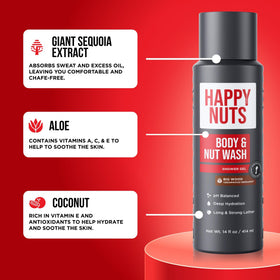 HAPPY NUTS bottle beside common items to show real-world scale