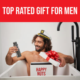 HAPPY NUTS close-up foam texture demonstrating gentle lather and moisturizing feel